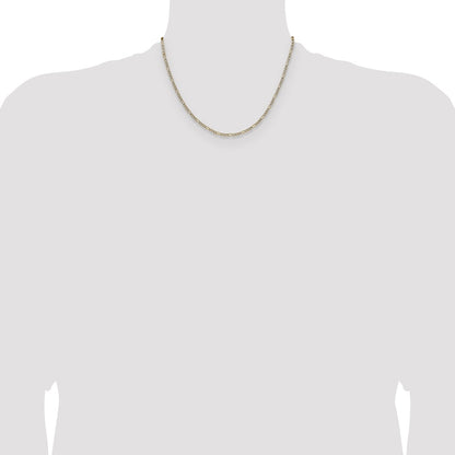 2.3mm Semi-solid with Rhodium Pavé Figaro Chain