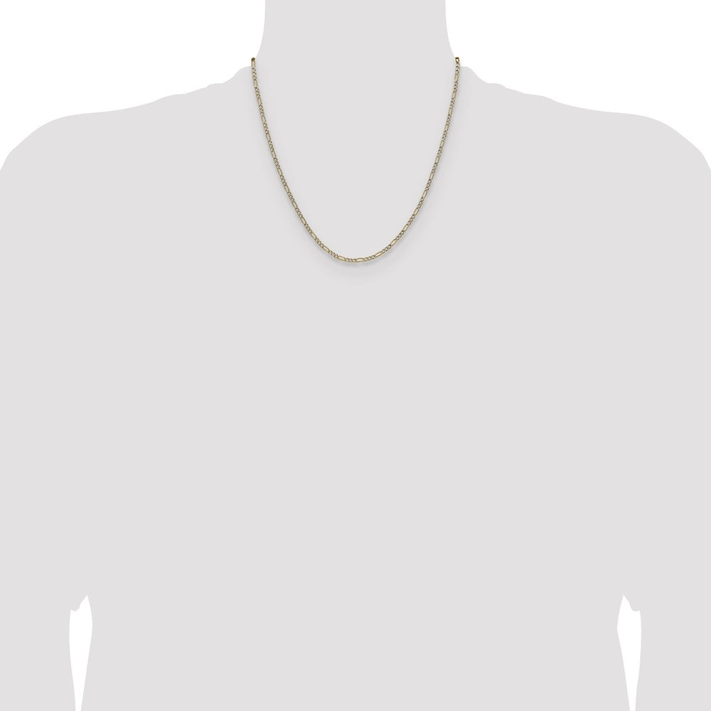 2.3mm Semi-solid with Rhodium Pavé Figaro Chain