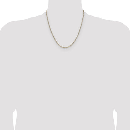 2.3mm Semi-solid with Rhodium Pavé Figaro Chain