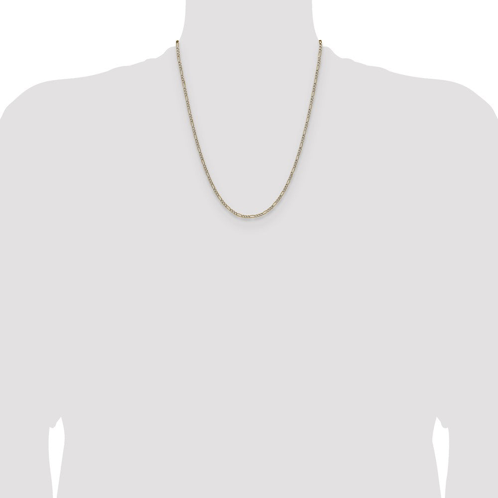 2.3mm Semi-solid with Rhodium Pavé Figaro Chain