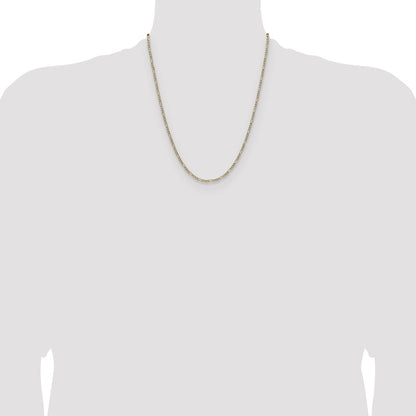 2.3mm Semi-solid with Rhodium Pavé Figaro Chain