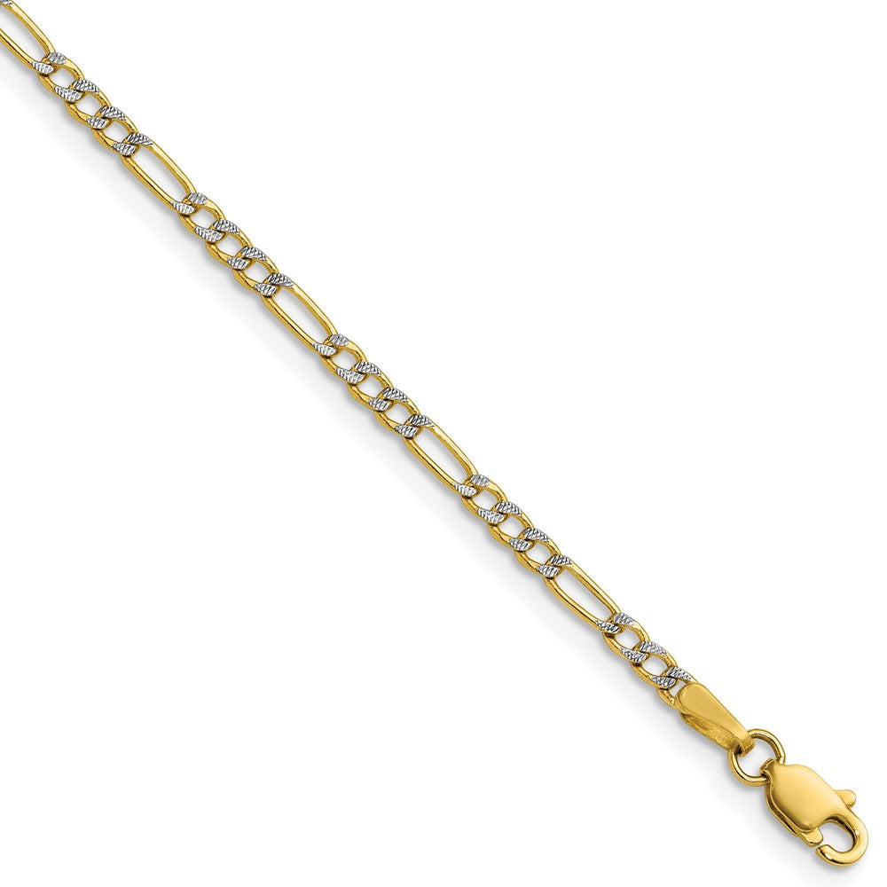 2.3mm Semi-solid with Rhodium Pavé Figaro Chain