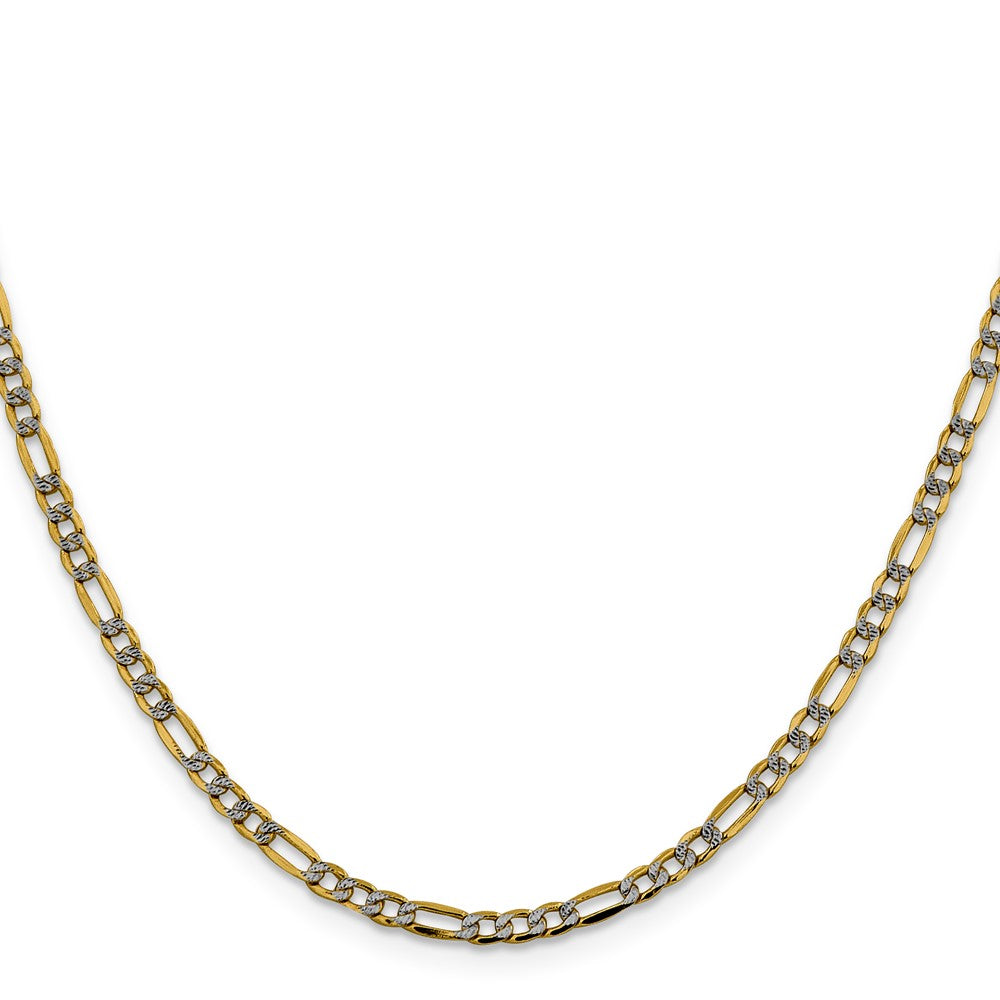 3.2mm Semi-solid with Rhodium Pavé Figaro Chain