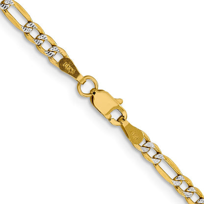 3.2mm Semi-solid with Rhodium Pavé Figaro Chain