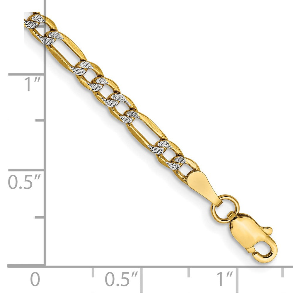3.2mm Semi-solid with Rhodium Pavé Figaro Chain