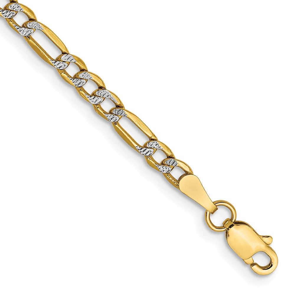 3.2mm Semi-solid with Rhodium Pavé Figaro Chain