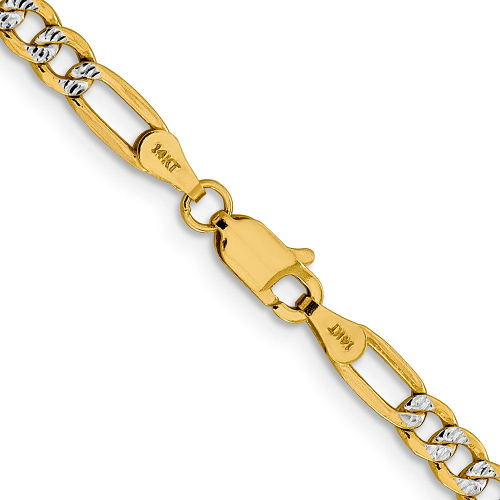 3.9mm Semi-solid with Rhodium Pavé Figaro Chain