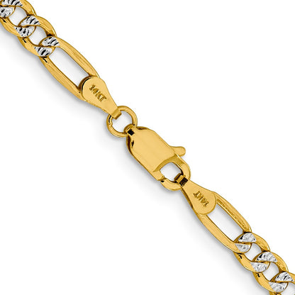 3.9mm Semi-solid with Rhodium Pavé Figaro Chain