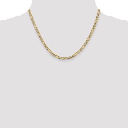 3.9mm Semi-solid with Rhodium Pavé Figaro Chain