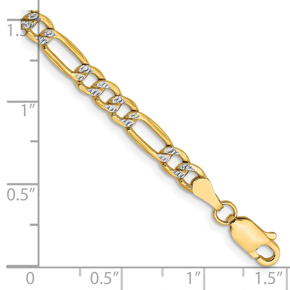 3.9mm Semi-solid with Rhodium Pavé Figaro Chain