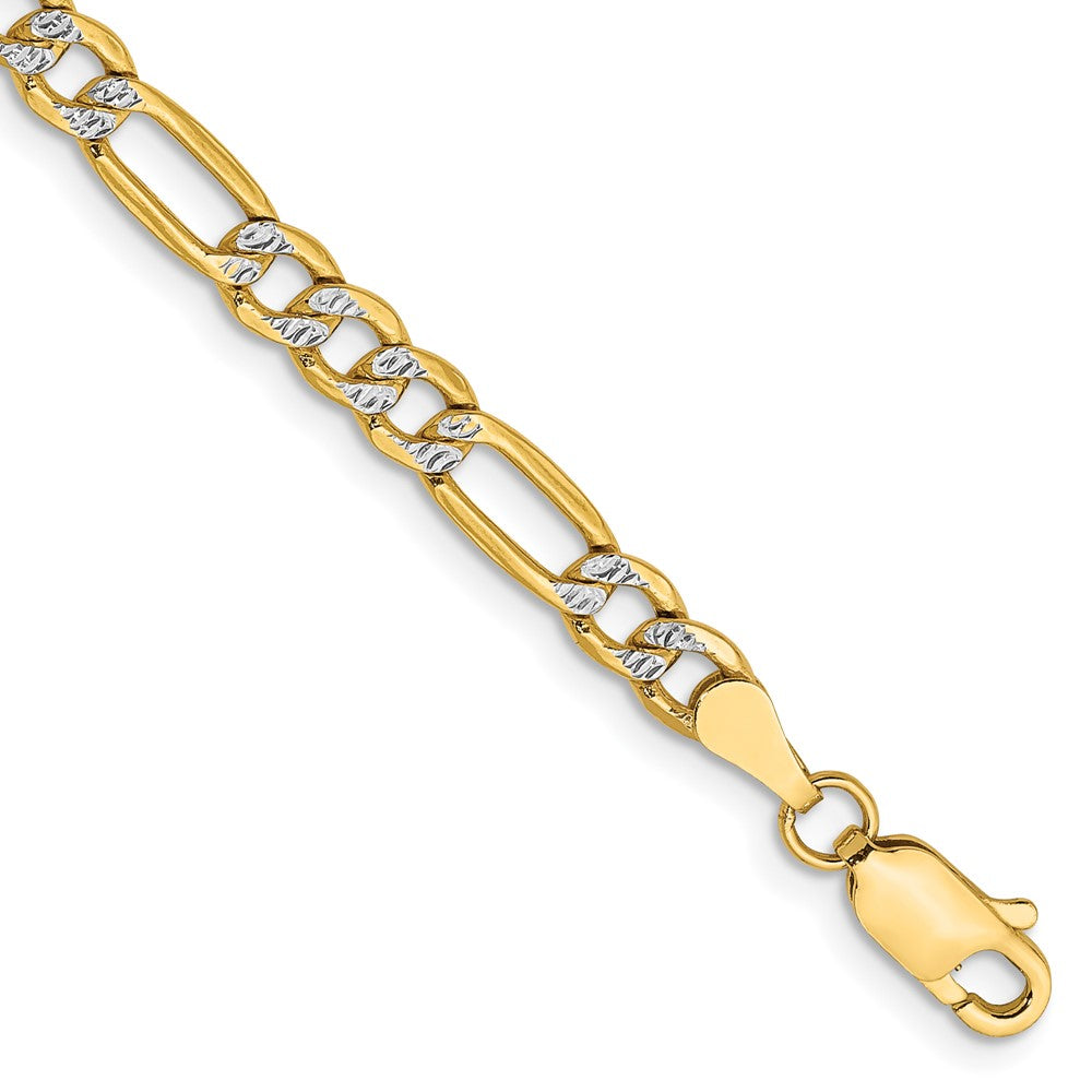 3.9mm Semi-solid with Rhodium Pavé Figaro Chain