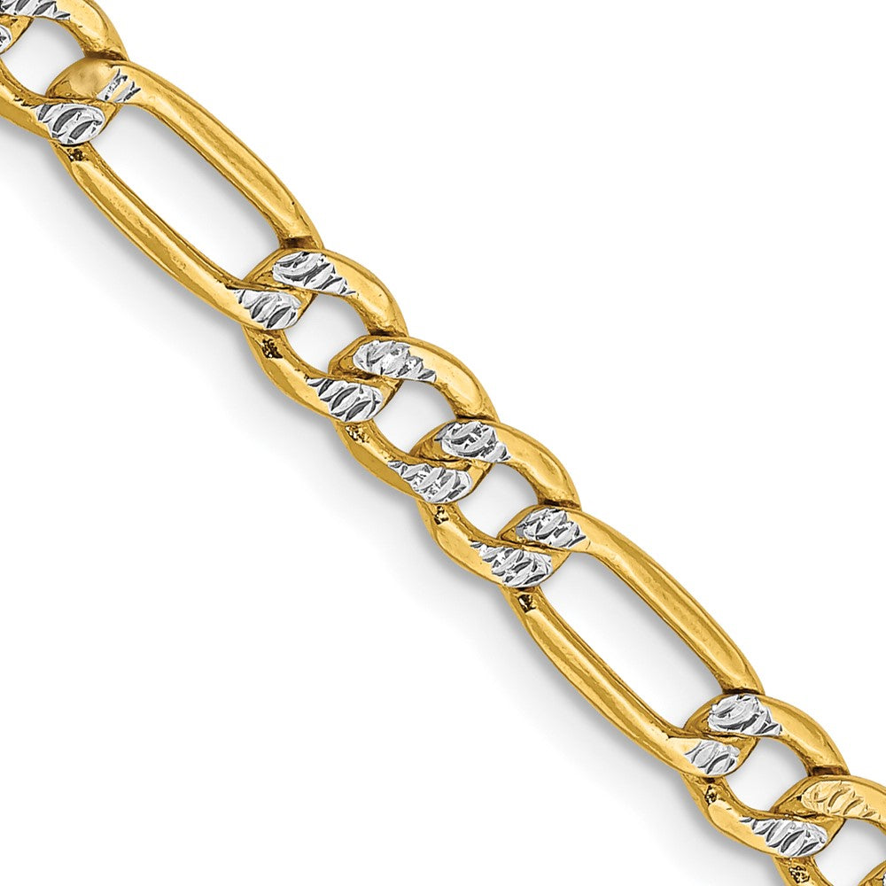 3.9mm Semi-solid with Rhodium Pavé Figaro Chain