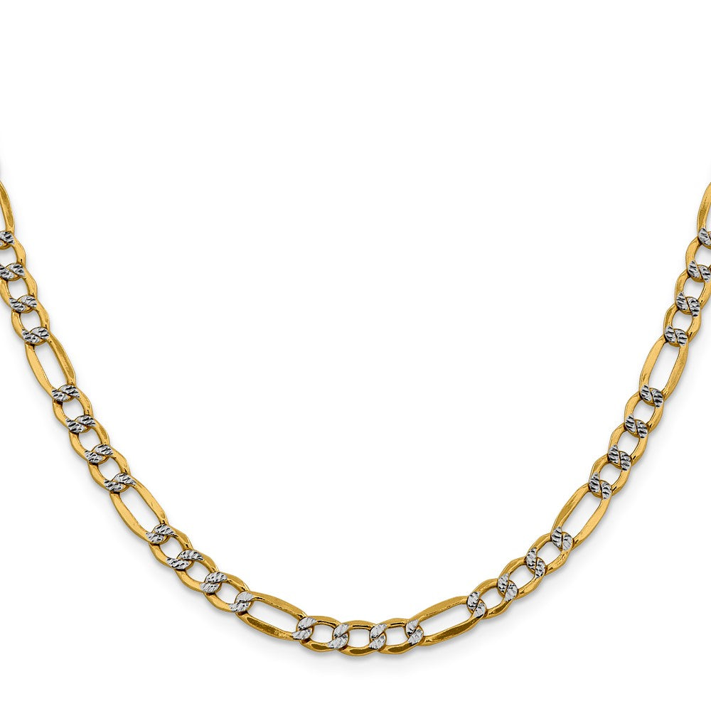 5.25mm Semi-solid with Rhodium Pavé Figaro Chain