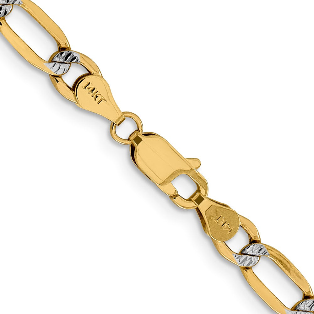 5.25mm Semi-solid with Rhodium Pavé Figaro Chain