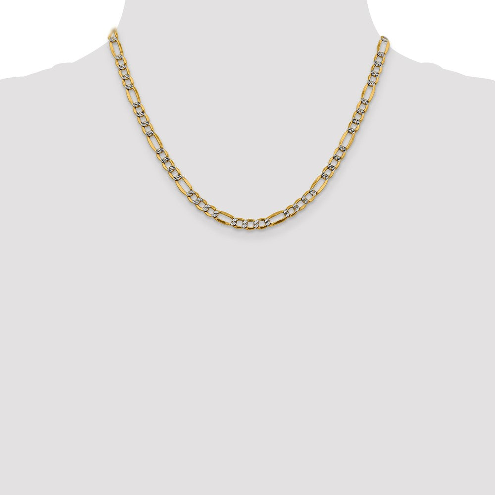 5.25mm Semi-solid with Rhodium Pavé Figaro Chain