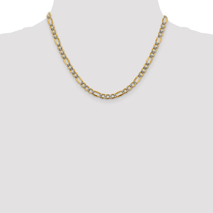 5.25mm Semi-solid with Rhodium Pavé Figaro Chain