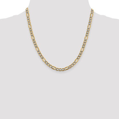 5.25mm Semi-solid with Rhodium Pavé Figaro Chain