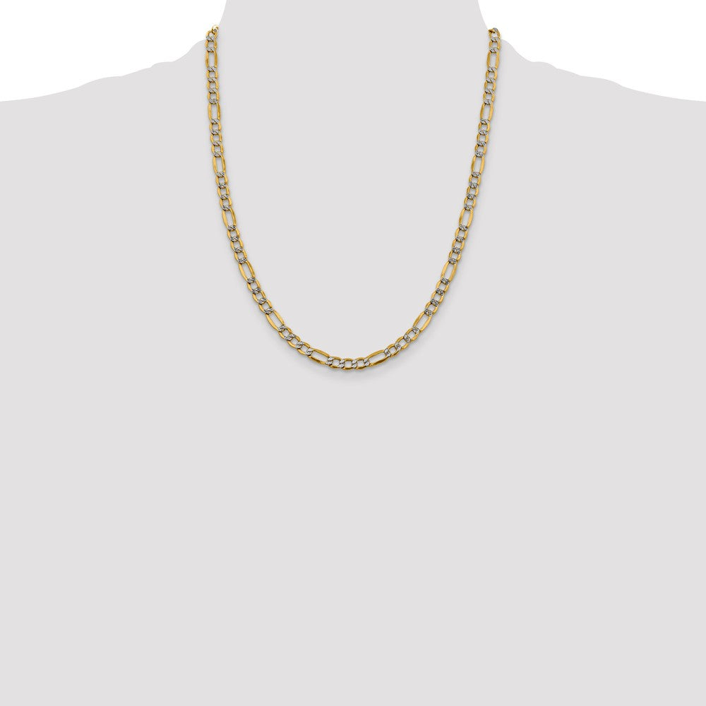 5.25mm Semi-solid with Rhodium Pavé Figaro Chain