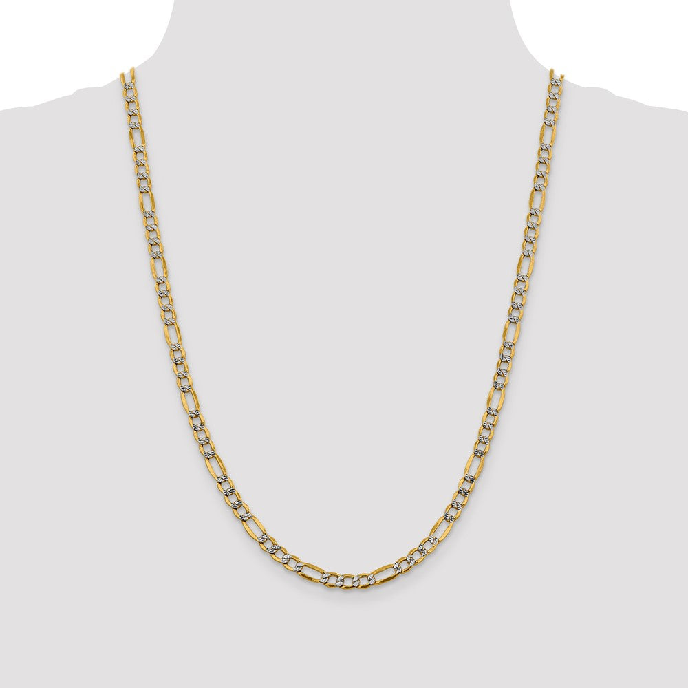 5.25mm Semi-solid with Rhodium Pavé Figaro Chain