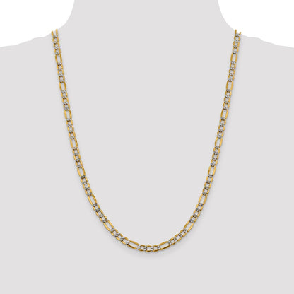 5.25mm Semi-solid with Rhodium Pavé Figaro Chain