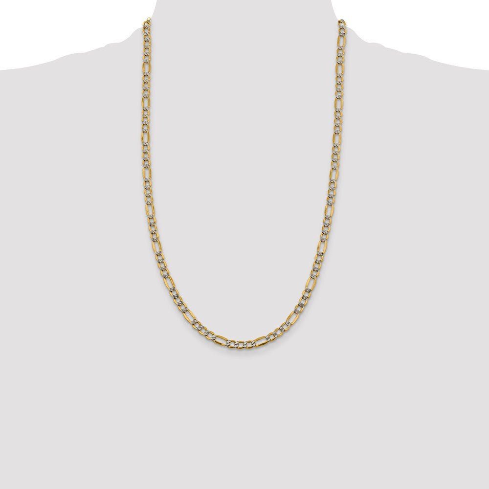 5.25mm Semi-solid with Rhodium Pavé Figaro Chain