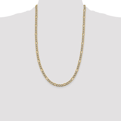 5.25mm Semi-solid with Rhodium Pavé Figaro Chain