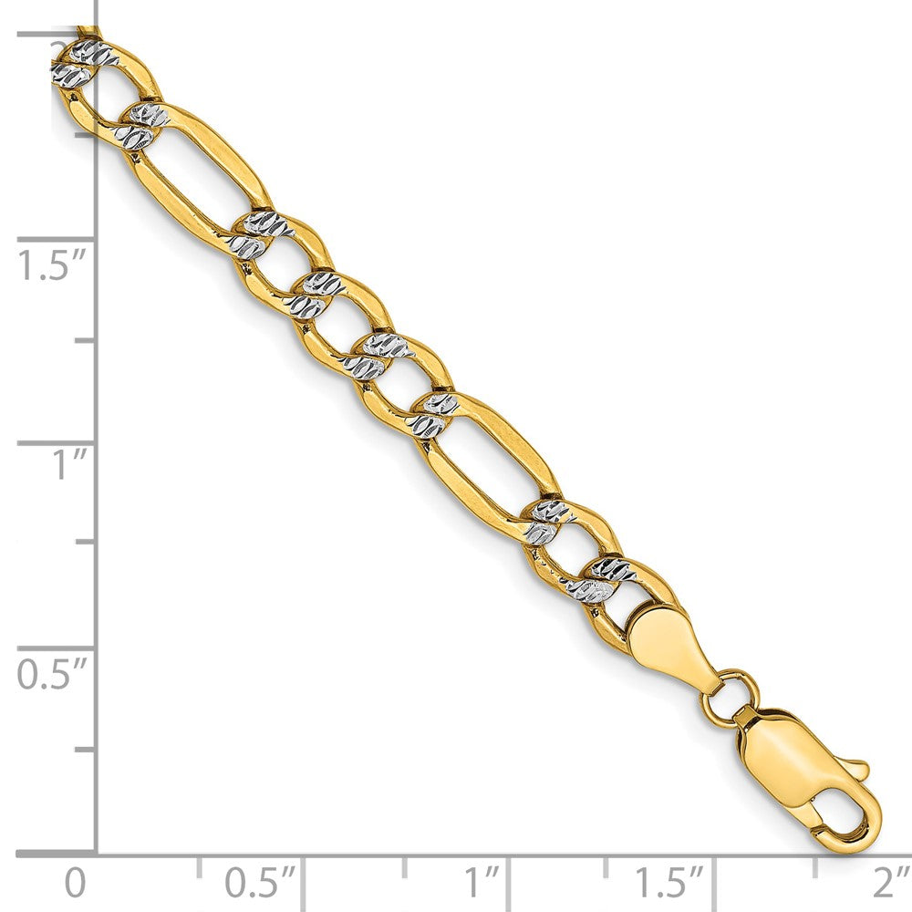 5.25mm Semi-solid with Rhodium Pavé Figaro Chain