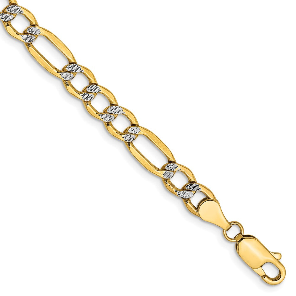 5.25mm Semi-solid with Rhodium Pavé Figaro Chain