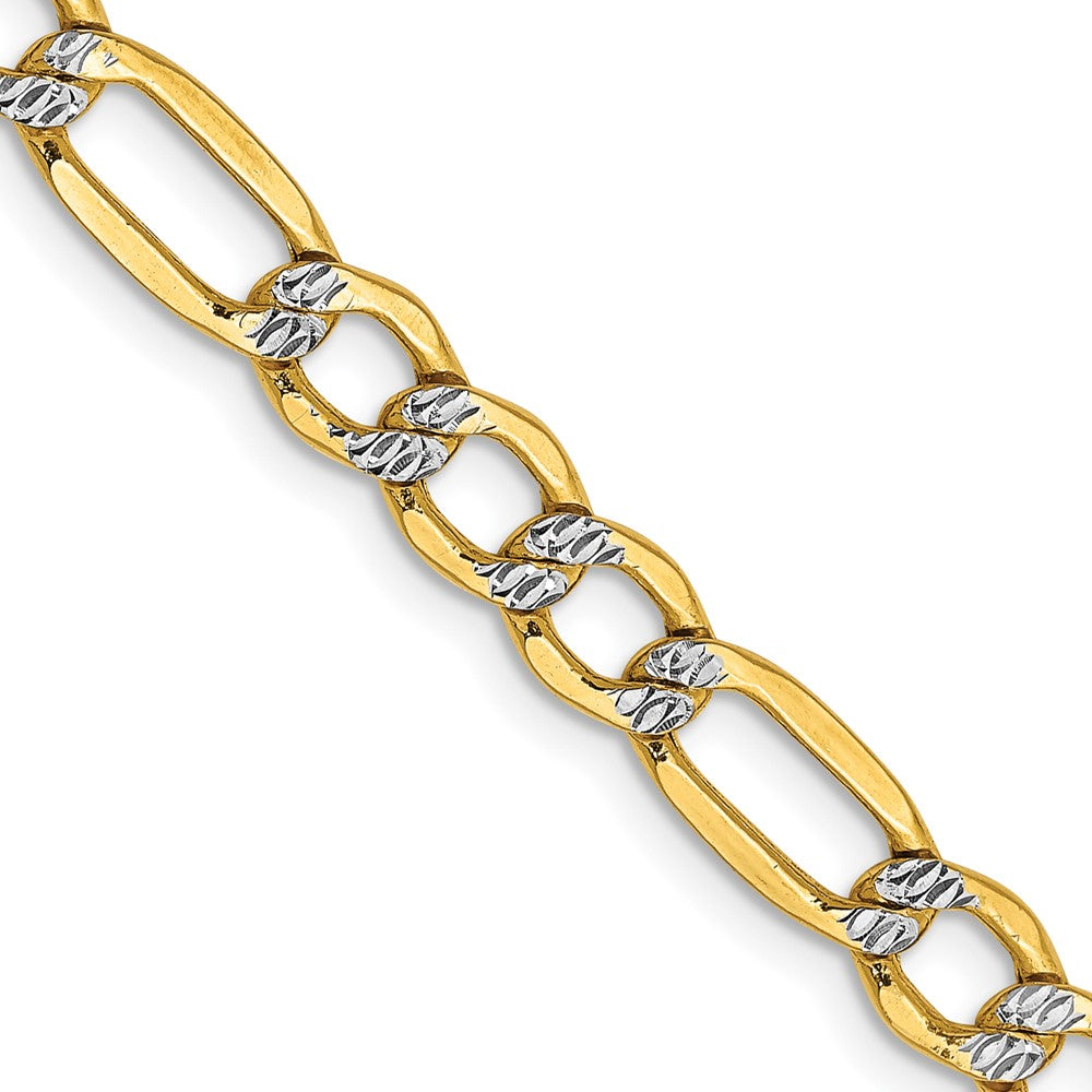 5.25mm Semi-solid with Rhodium Pavé Figaro Chain