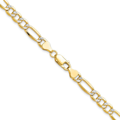 6.5mm Semi-solid with Rhodium Pavé Figaro Chain