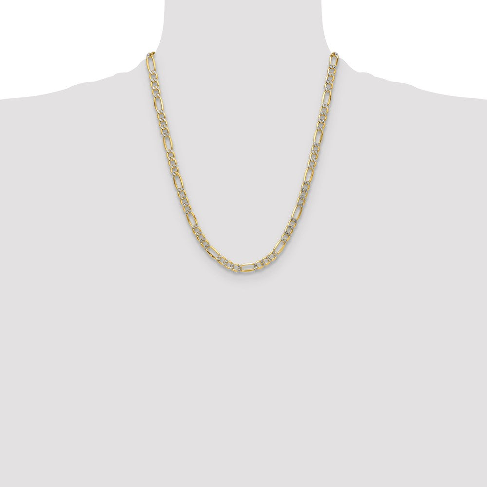 6.5mm Semi-solid with Rhodium Pavé Figaro Chain