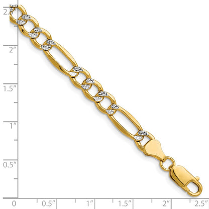 6.5mm Semi-solid with Rhodium Pavé Figaro Chain