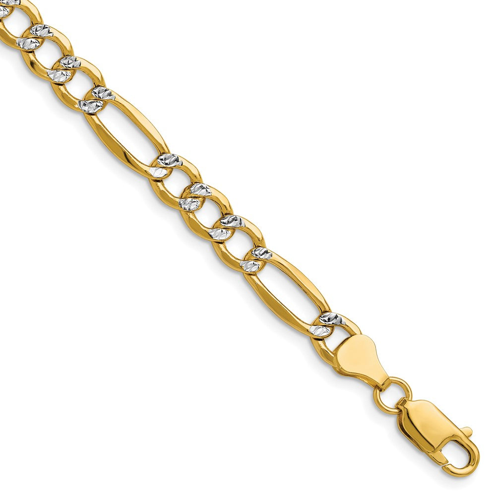 6.5mm Semi-solid with Rhodium Pavé Figaro Chain