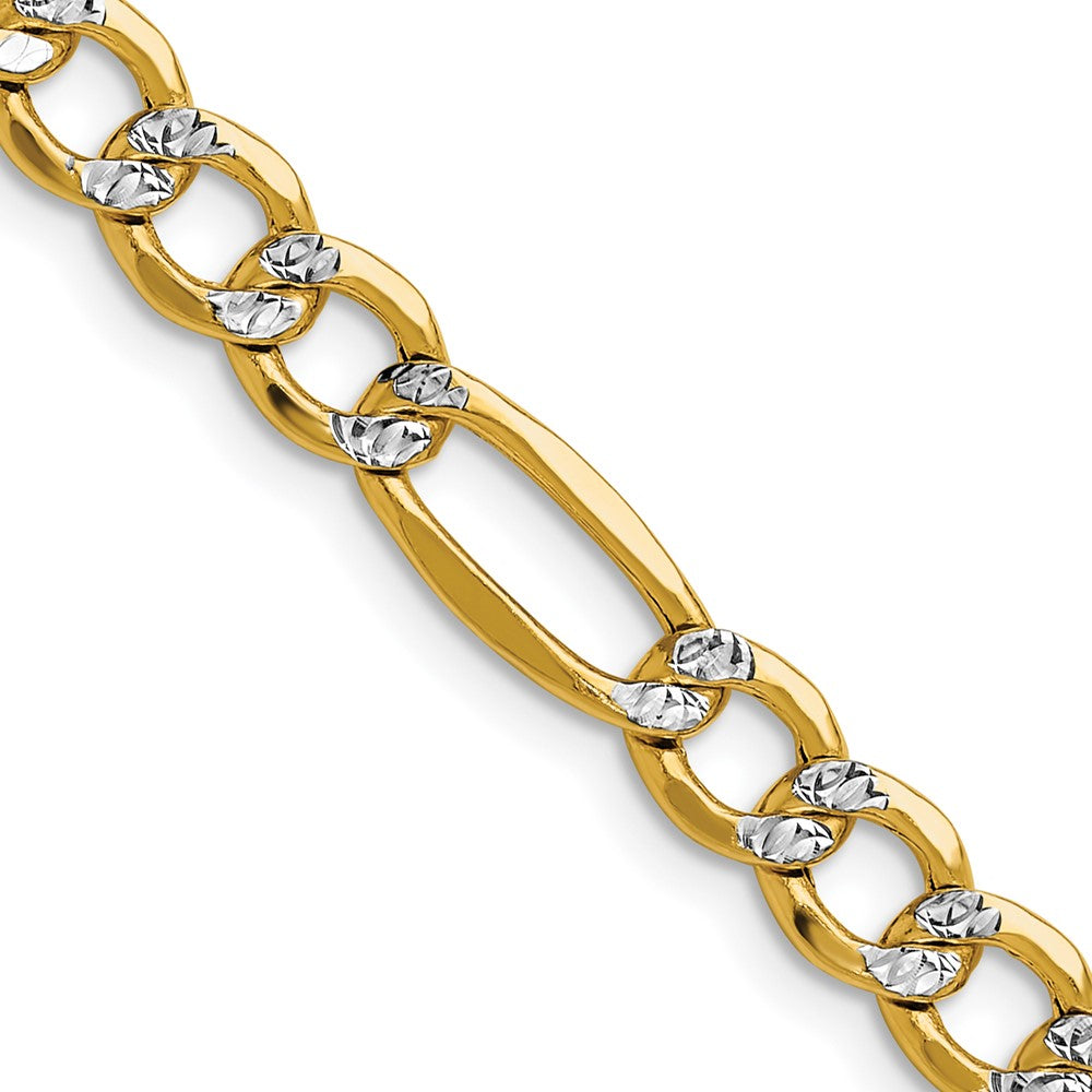 6.5mm Semi-solid with Rhodium Pavé Figaro Chain