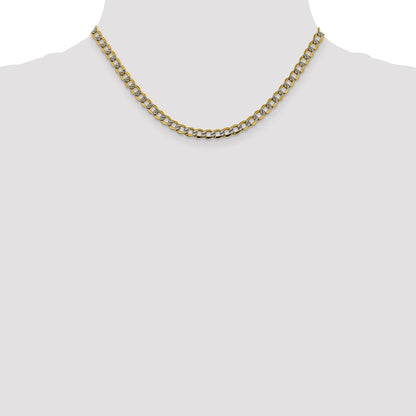 5.2mm Semi-solid with Rhodium Pavé Curb Chain