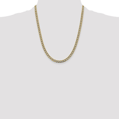 5.2mm Semi-solid with Rhodium Pavé Curb Chain