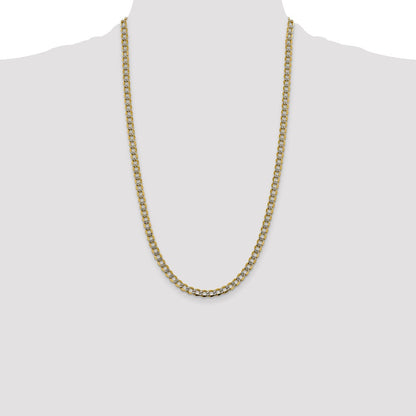 5.2mm Semi-solid with Rhodium Pavé Curb Chain