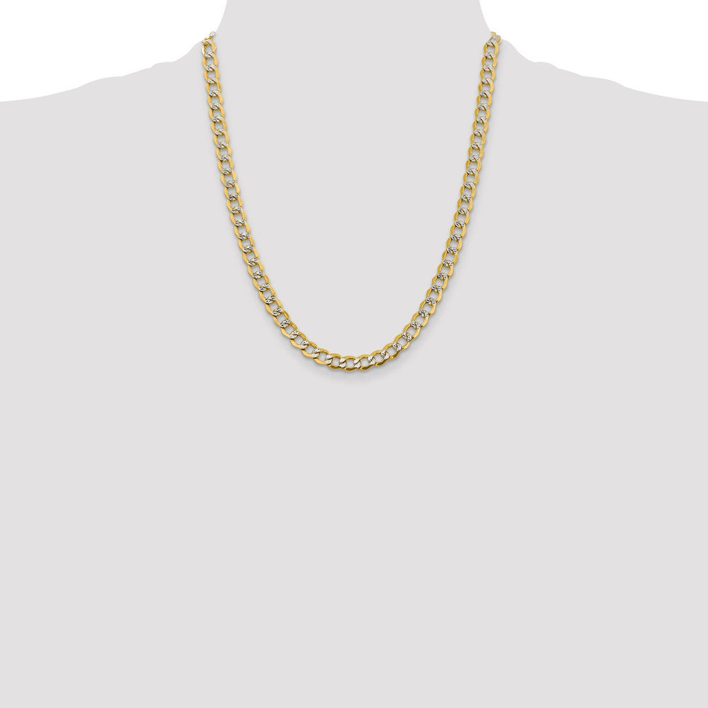 6.75mm Semi-solid with Rhodium Pavé Curb Chain