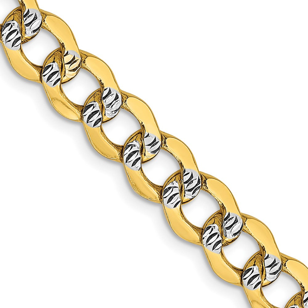 6.75mm Semi-solid with Rhodium Pavé Curb Chain