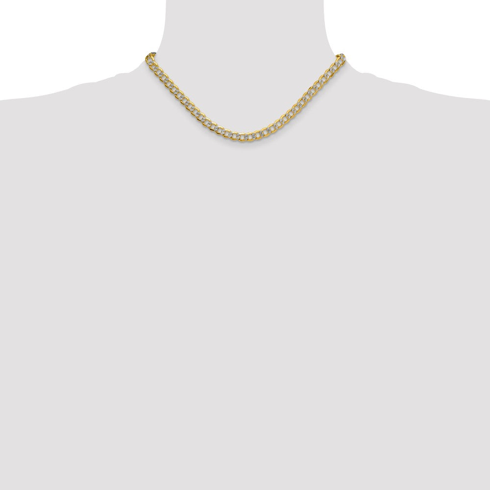 7.1mm Semi-solid with Rhodium Pavé Curb Chain