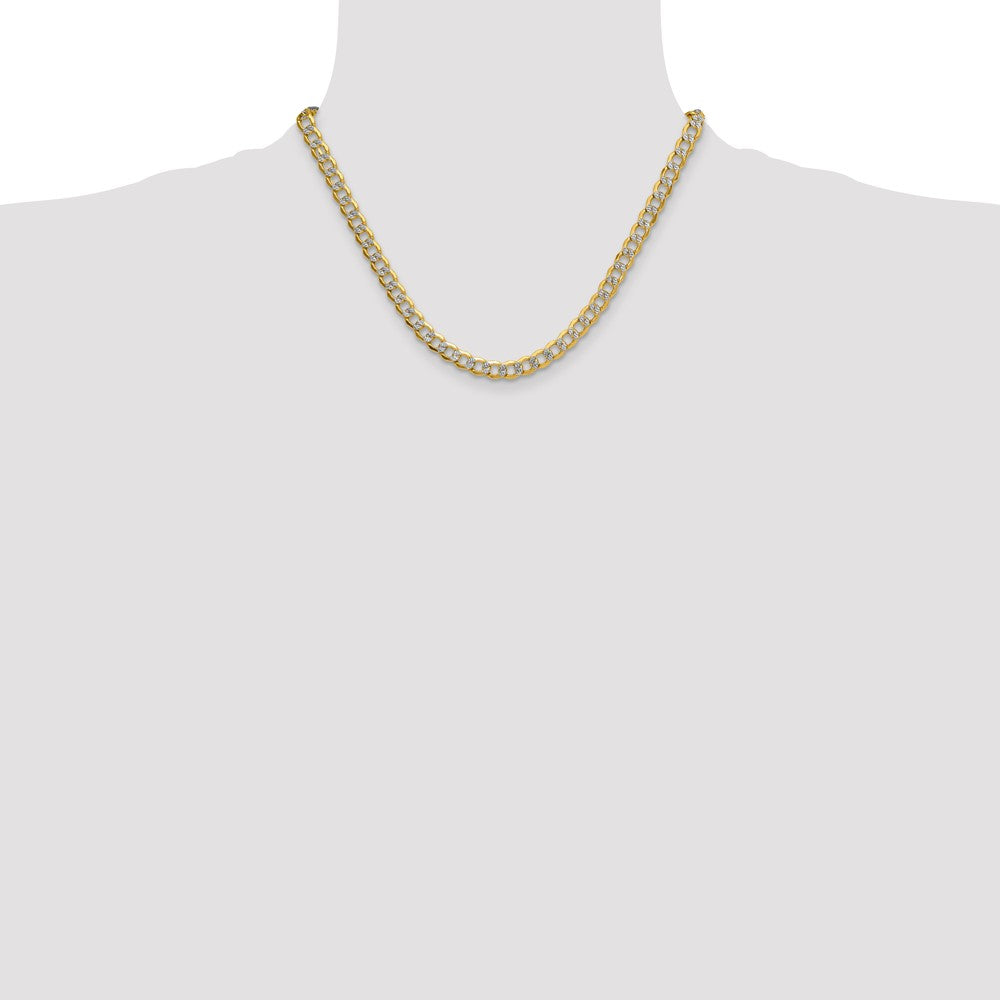 7.1mm Semi-solid with Rhodium Pavé Curb Chain