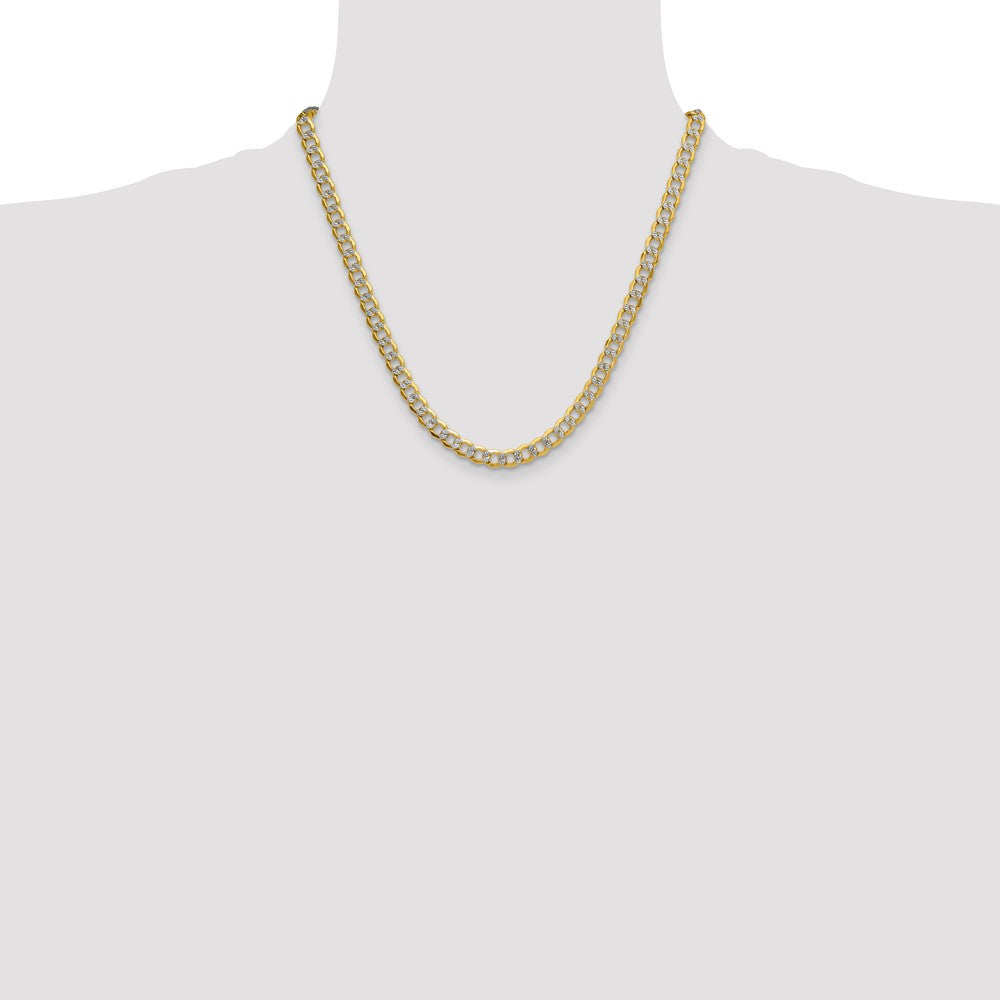 7.1mm Semi-solid with Rhodium Pavé Curb Chain