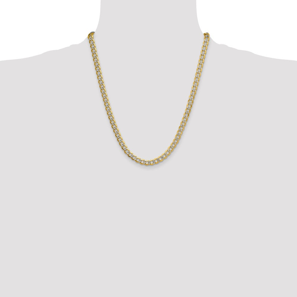7.1mm Semi-solid with Rhodium Pavé Curb Chain