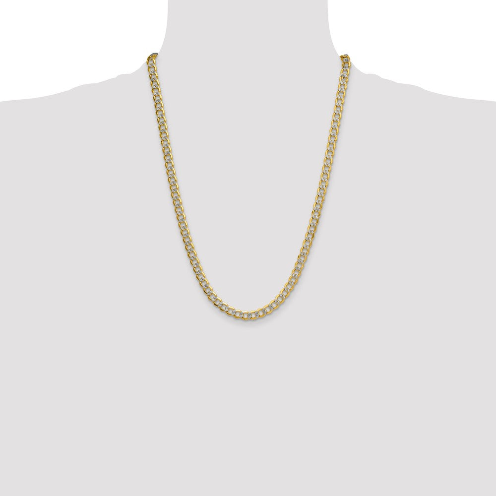 7.1mm Semi-solid with Rhodium Pavé Curb Chain