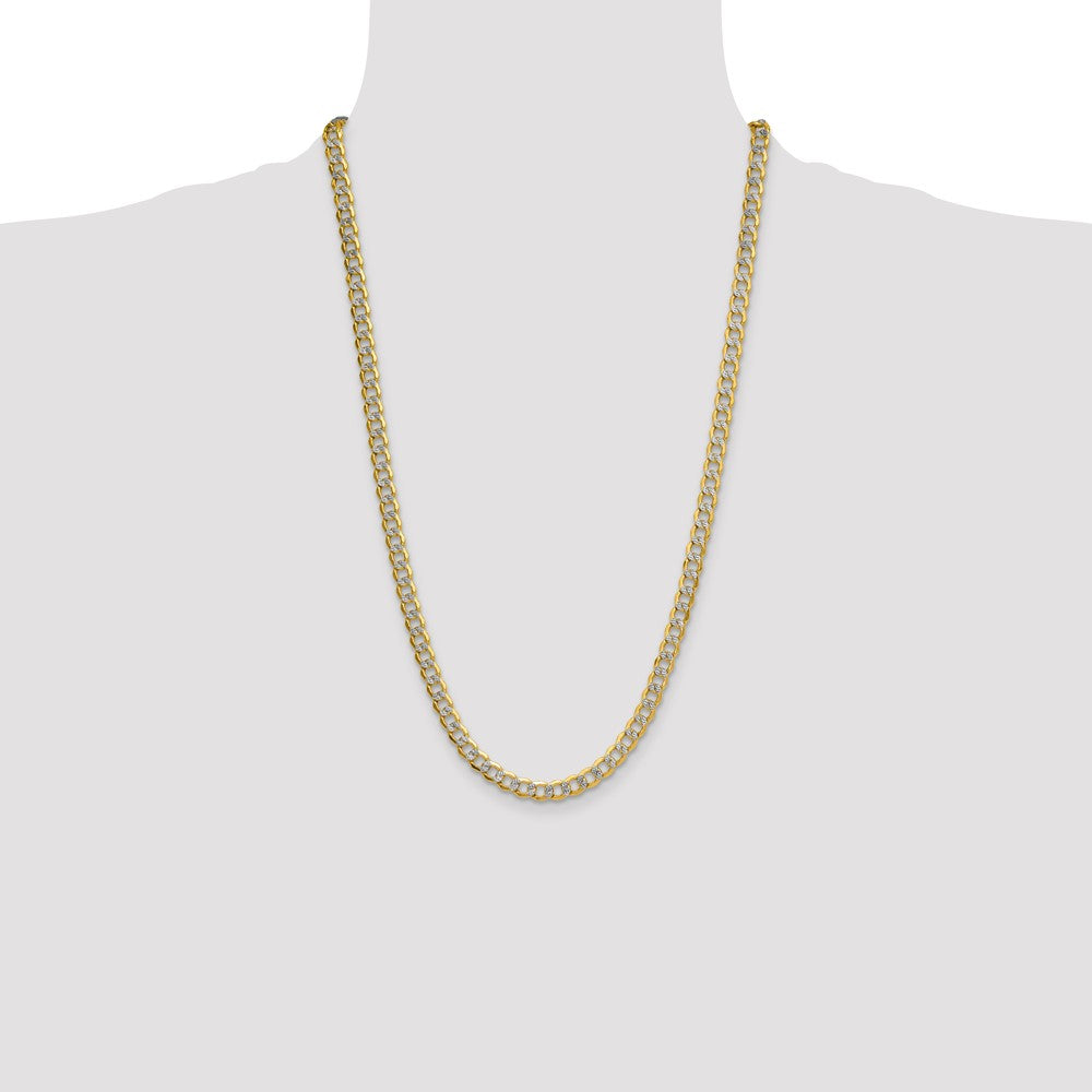 7.1mm Semi-solid with Rhodium Pavé Curb Chain