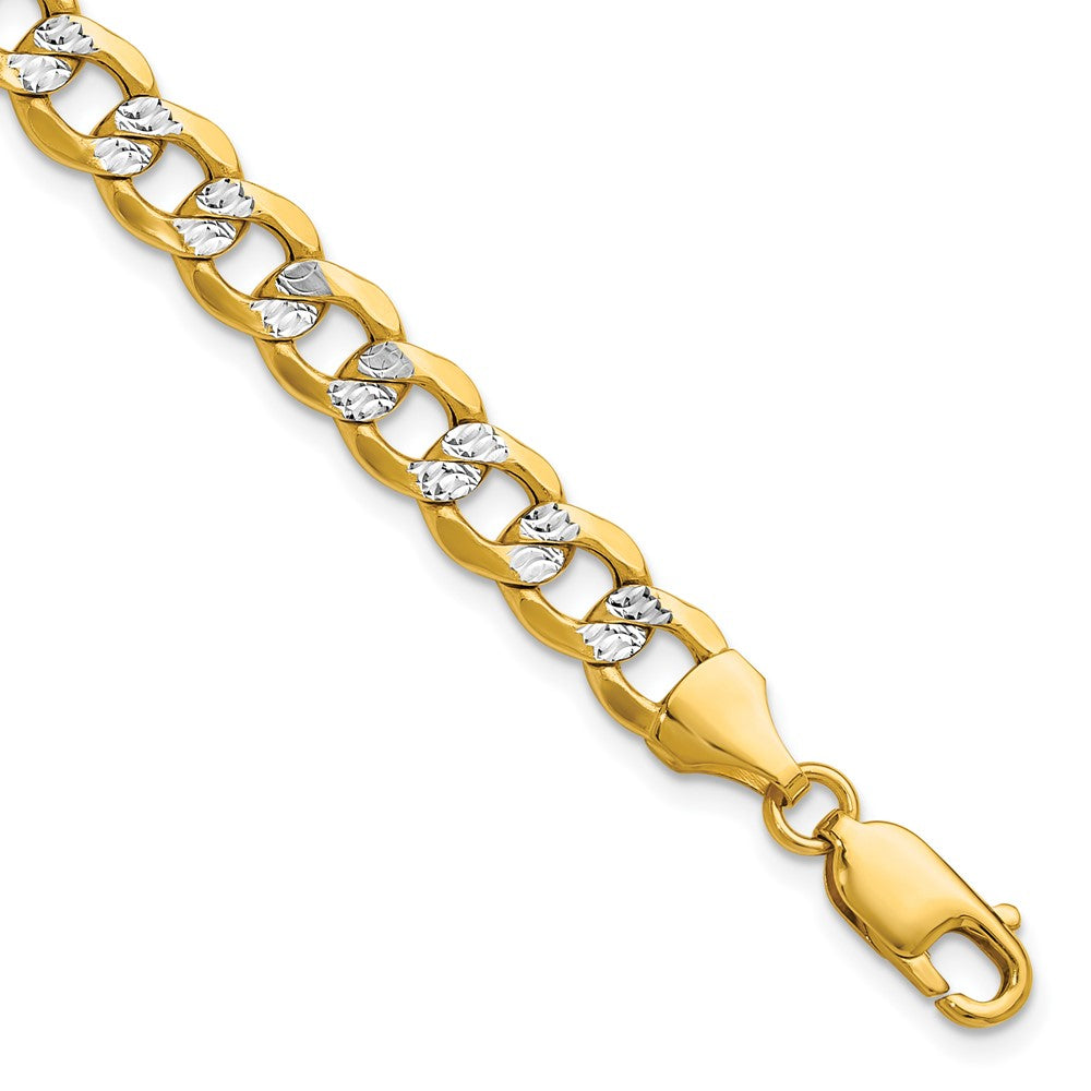 7.1mm Semi-solid with Rhodium Pavé Curb Chain