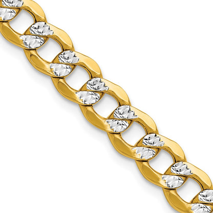 7.1mm Semi-solid with Rhodium Pavé Curb Chain