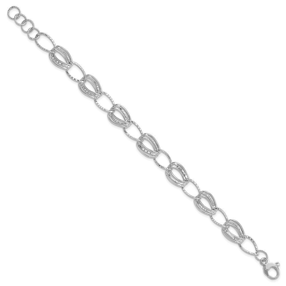 Polished and Textured Hollow w/1 in ext. Bracelet