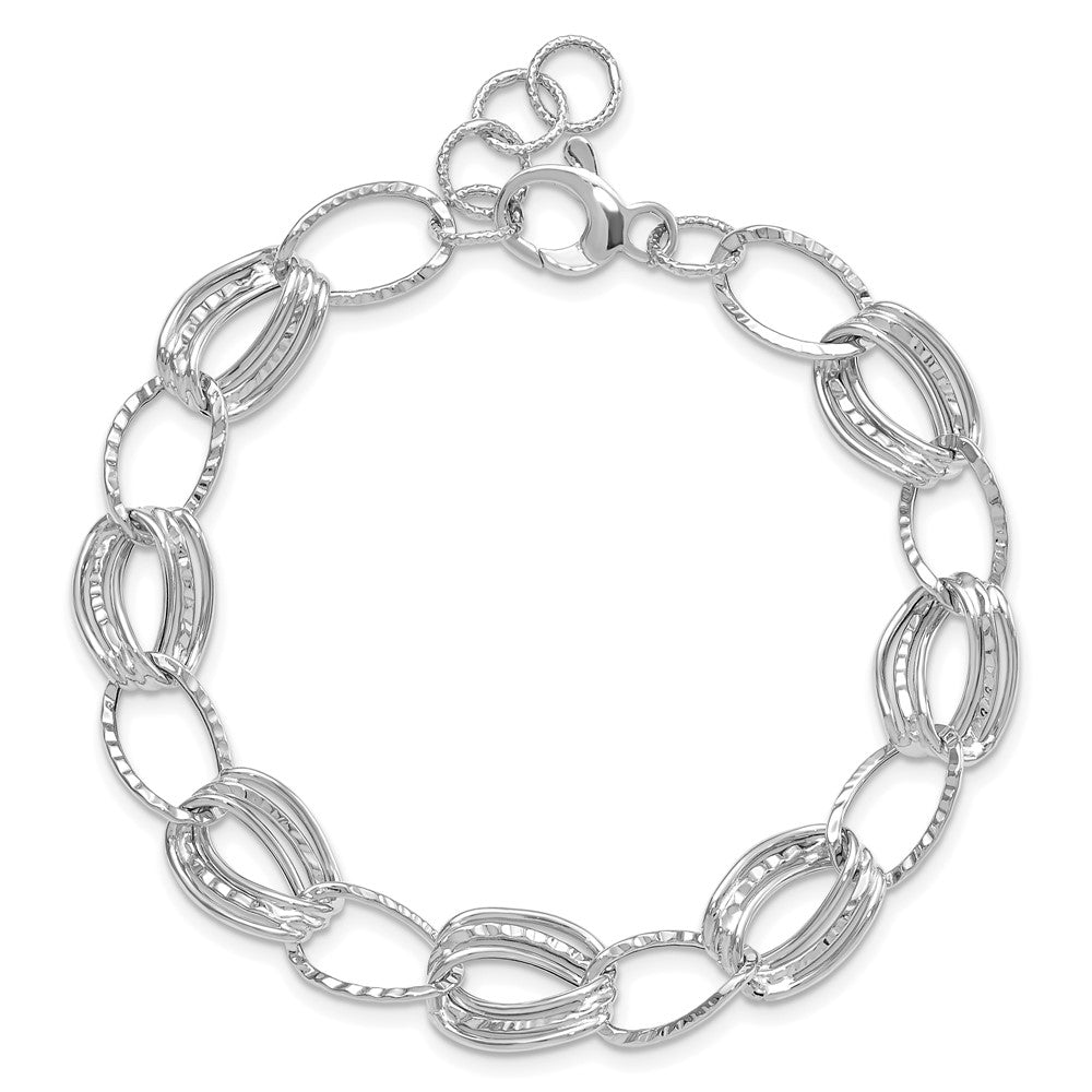 Polished and Textured Hollow w/1 in ext. Bracelet