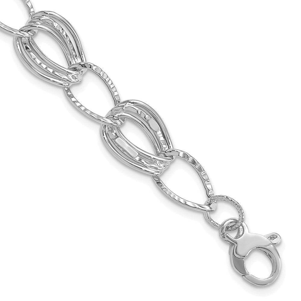 Polished and Textured Hollow w/1 in ext. Bracelet